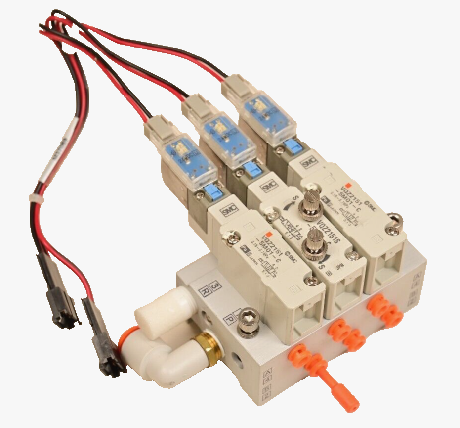 3-Channel SMC Air Solenoid Valves w/ Manifold VQZ2151-5M01-C VQ2151S-5M01-C