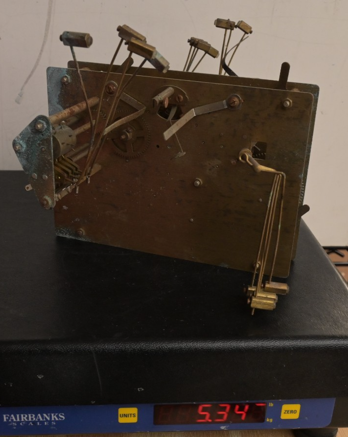 Lot of 2 Mason & Sullivan Clock Movements Germany Antique Brass Parts 5.3 lbs