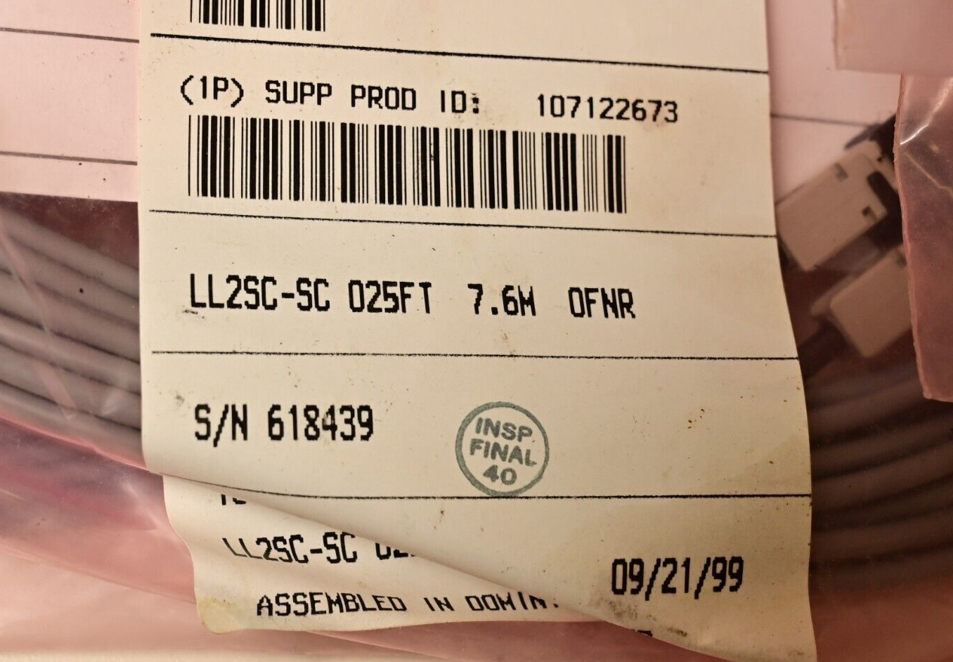 Lot of 8 LL2SC-SC 25ft / 7.6m Fiber Jumper Pairs Lucent NIB c. 1999