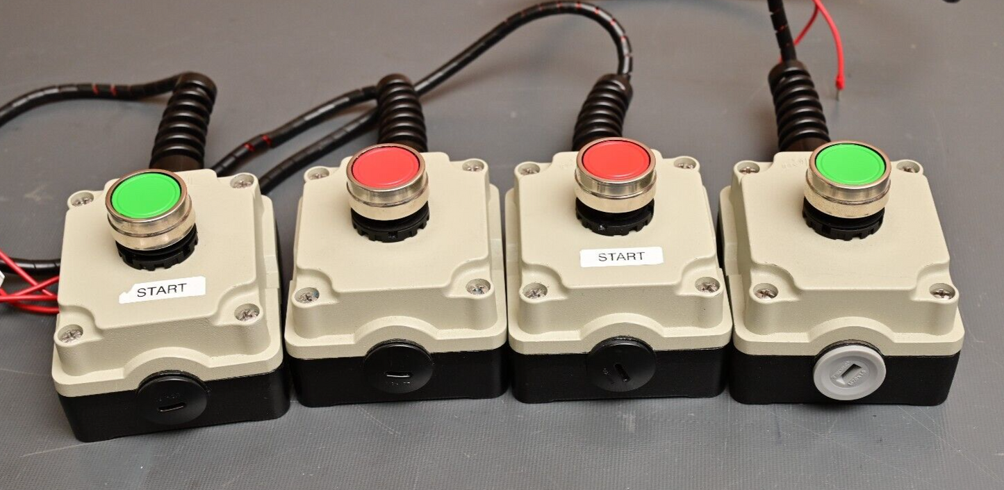 QTY 4 TEKNIC Industrial Red/Green Pushbuttons Button Cast Aluminum Surface Box