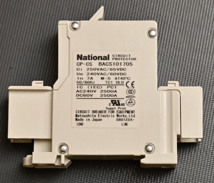 National AC/DC Circuit Breaker 7A 240VAC 60VDC DIN Rail Mount CP-CS BACS101705