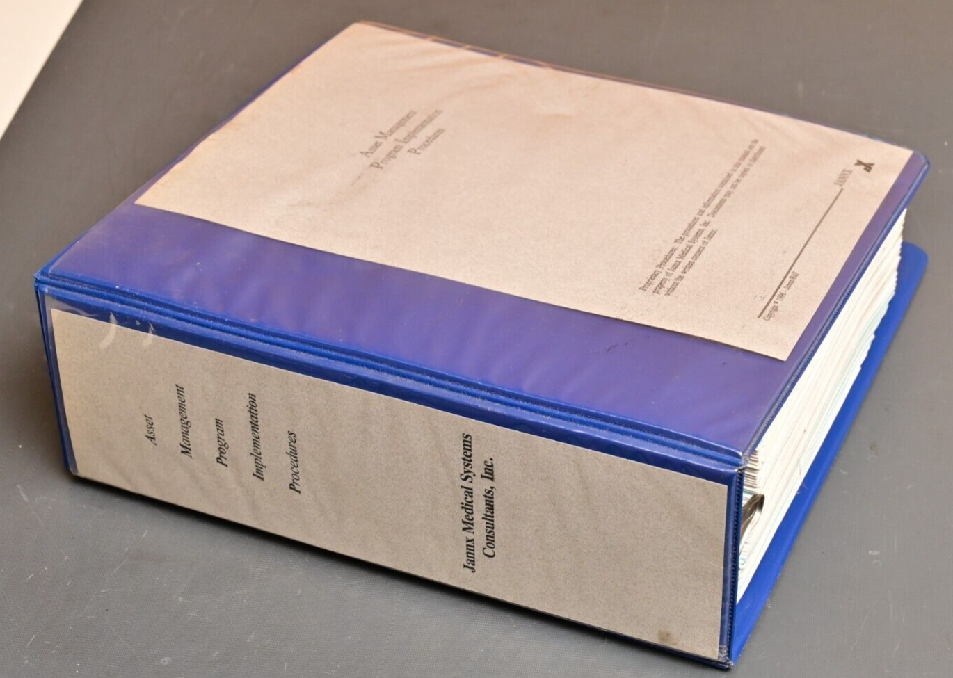 JANNX Medical Systems Asset Management Program Implementation Procedures Binder