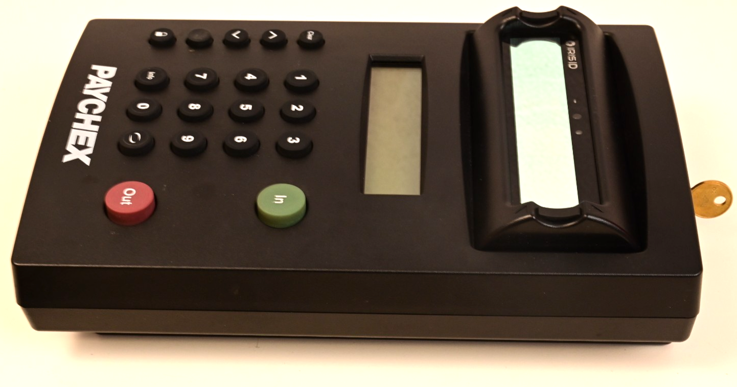 Paychex InVision Iris ID Employee Time Clock w/ Power Supply & Key USB Ethernet