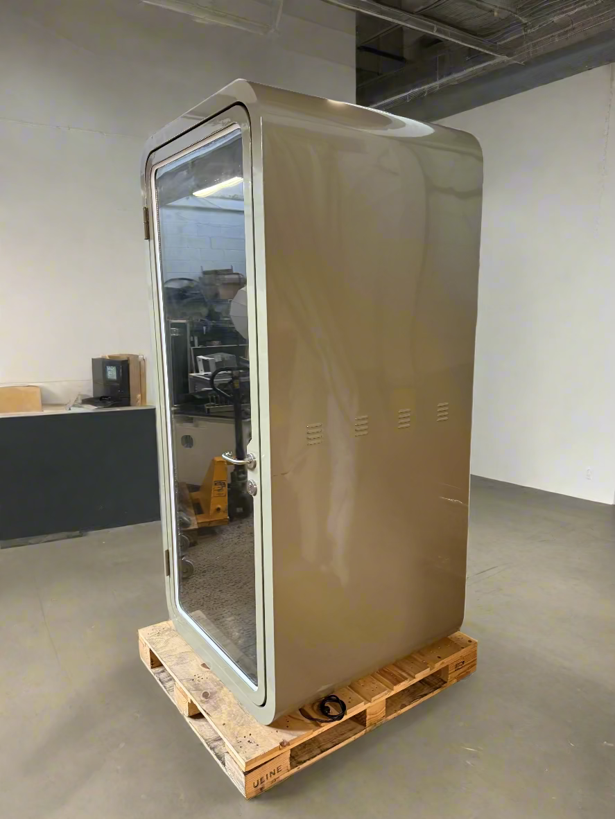 Office Privacy Booth Single Person w/ Chair Overhead Light Vent Fan (As-Is, Final Sale Item)