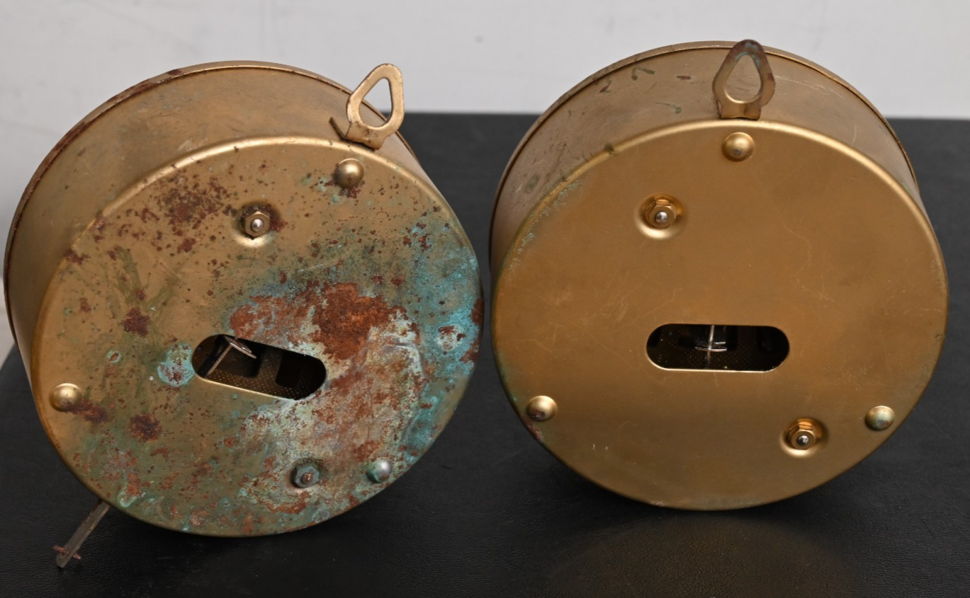 Lot of 2 Round Hermle Brass Clock Movements 18cm 160 West Germany
