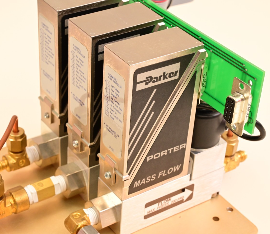 QTY 3 Parker Porter Mass Flow Meter/Controller Argon 500mL Oxygen 50mL 500mL/min