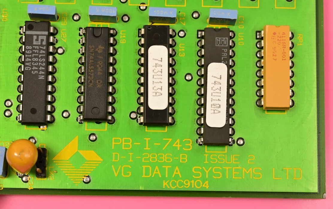 VG Data Systems CPU/Lan PC Board Vintage ICs AM7990PC/80 AMD N80186-10 EPROMs