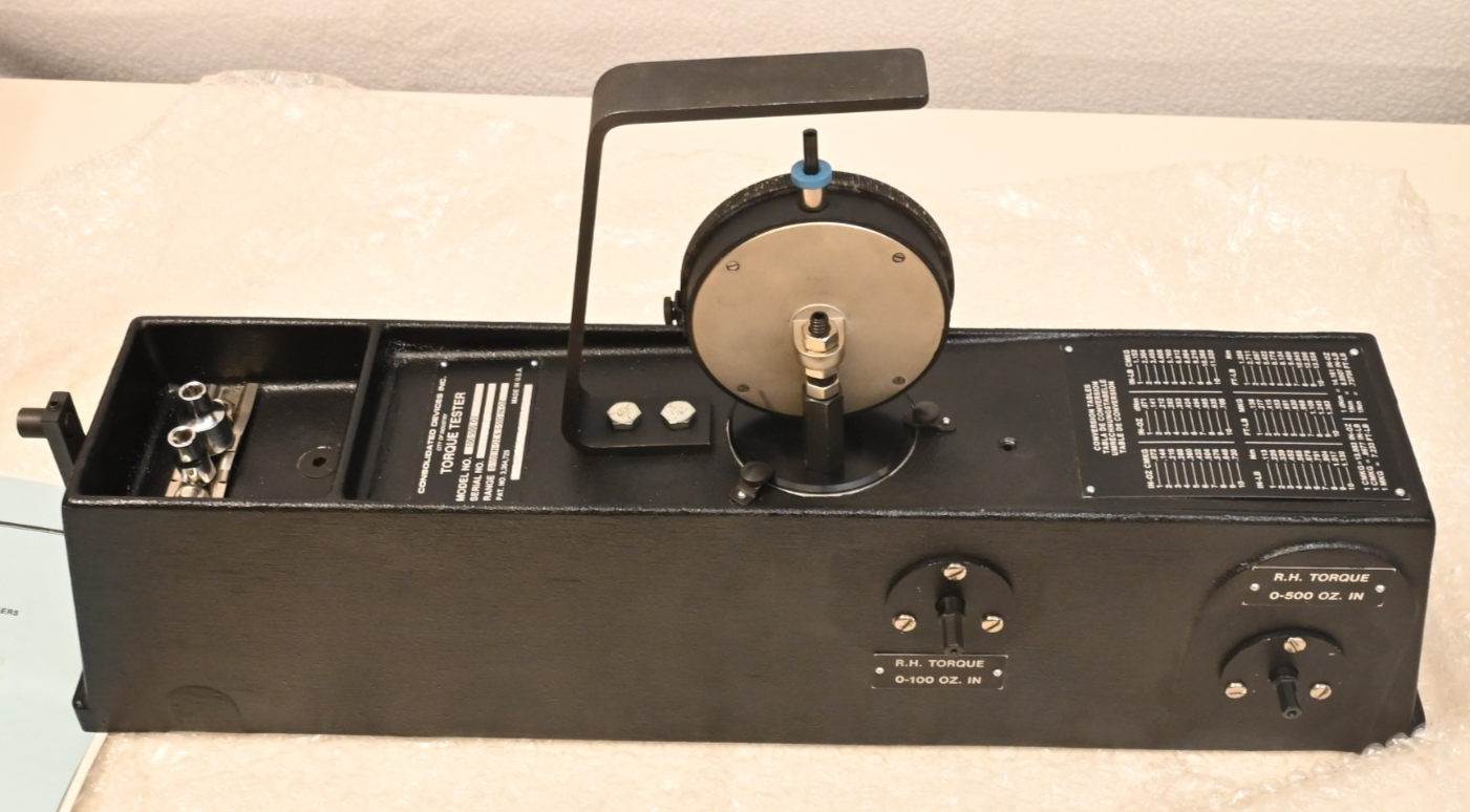 Consolidated Devices CDI Torque Wrench Tester 100/500 OI Oz-In Military Surplus