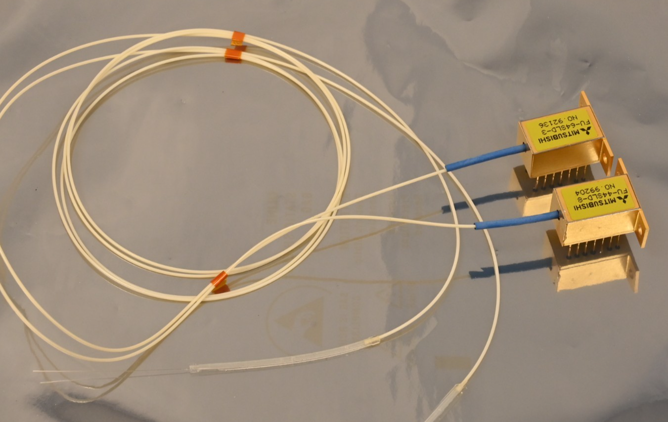 Lot of 2 Mitsubishi Fiber Coupled Laser Diode Gold Plated Case Vintage 1990
