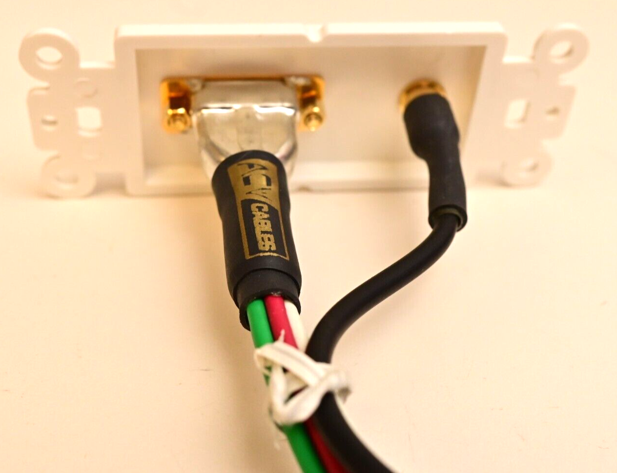 ACV Cables Gold Plated HD15 VGA to BNC Decora Plate A/V Adapter w/ 3.5mm Audio