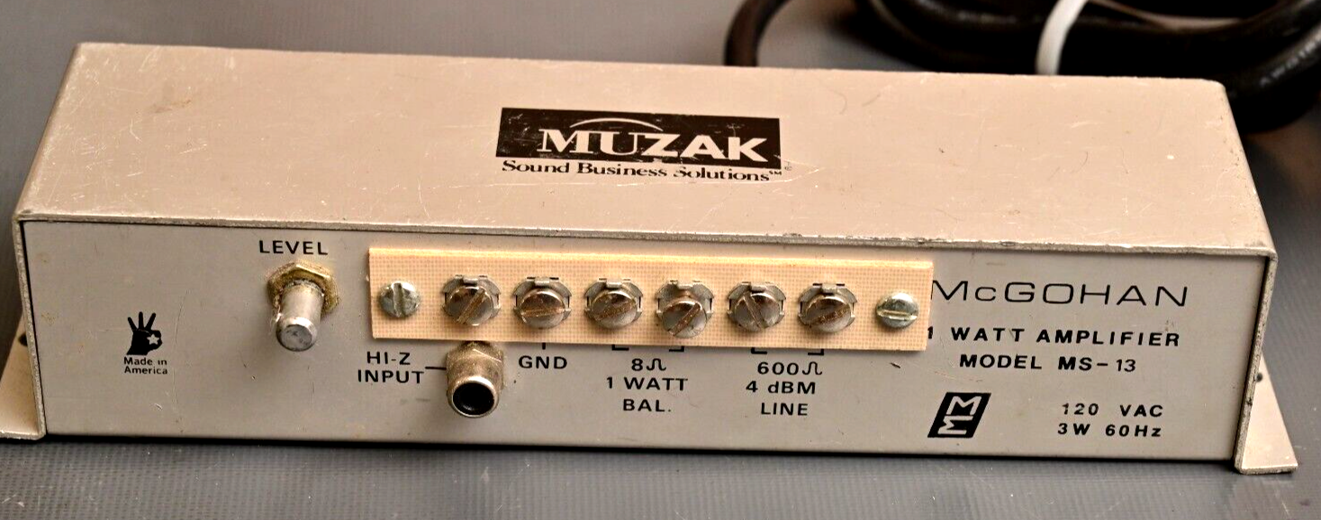MUZAK MS-13 1W Amplifier Music on Hold McGohan Vintage