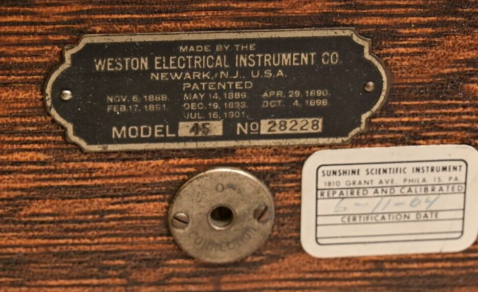Antique Weston Model 45 Ammeter & Voltmeter 1923 1943 Muhlenberg College