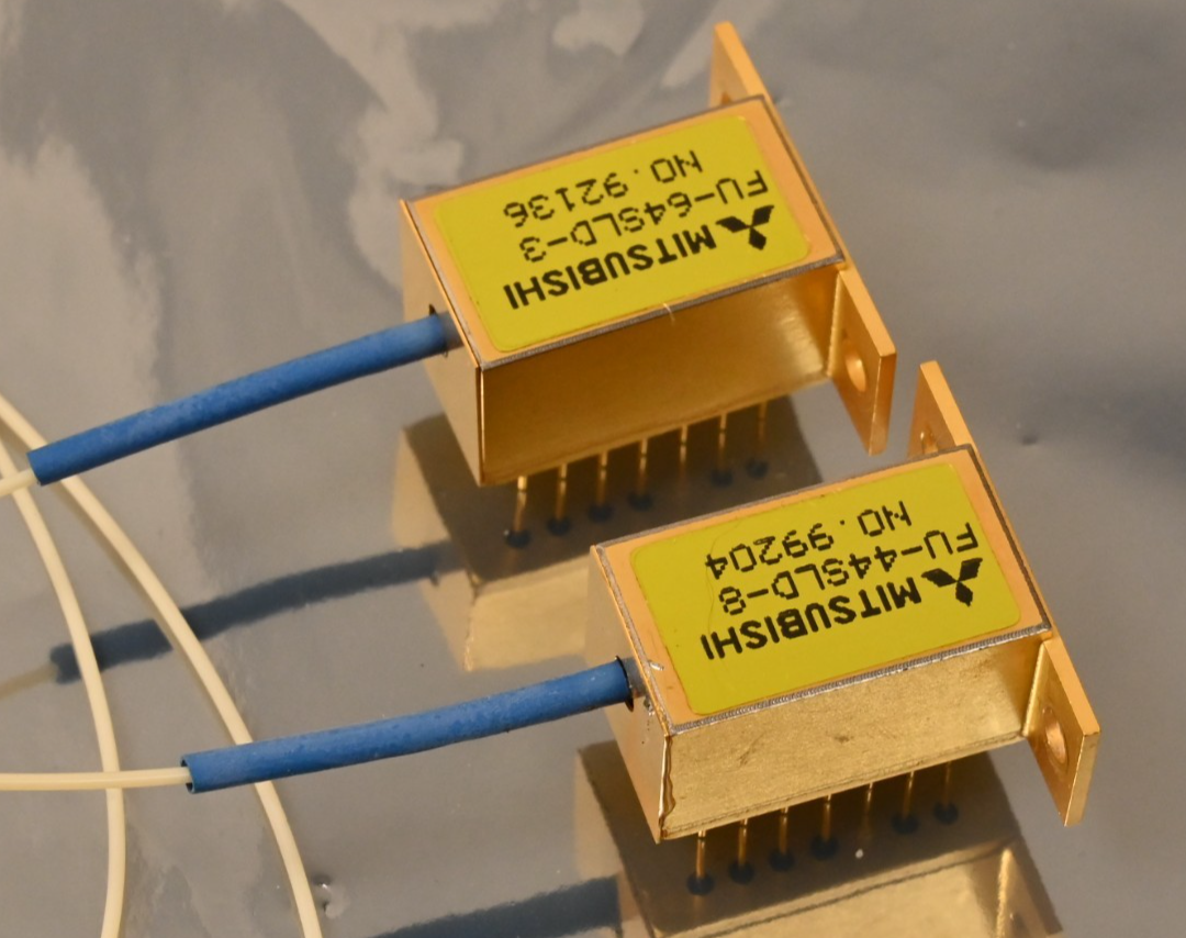 Lot of 2 Mitsubishi Fiber Coupled Laser Diode Gold Plated Case Vintage 1990