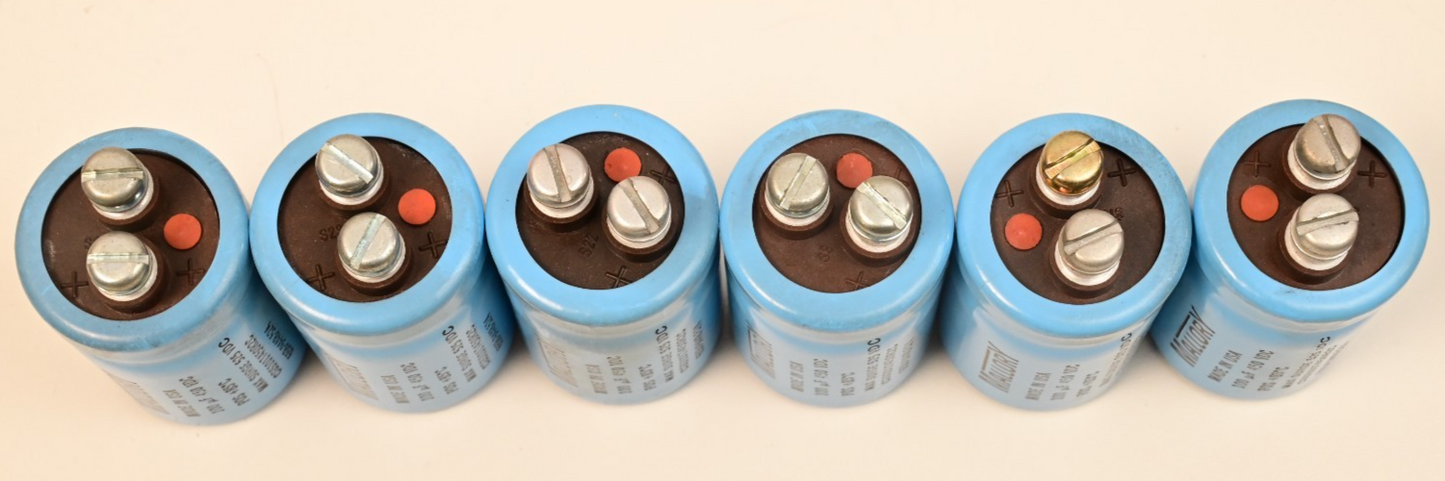 Lot of 8 Large Mallory Screw-Top Electrolytic Capacitors 32,000µF 2,000µF 100µF