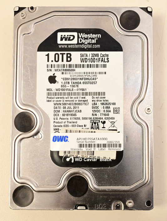 WD Apple OWC 3.5" Hard Drive 1.0TB WD1001FALS-41Y6A1 GOOD SMART Mac Vintage HDD