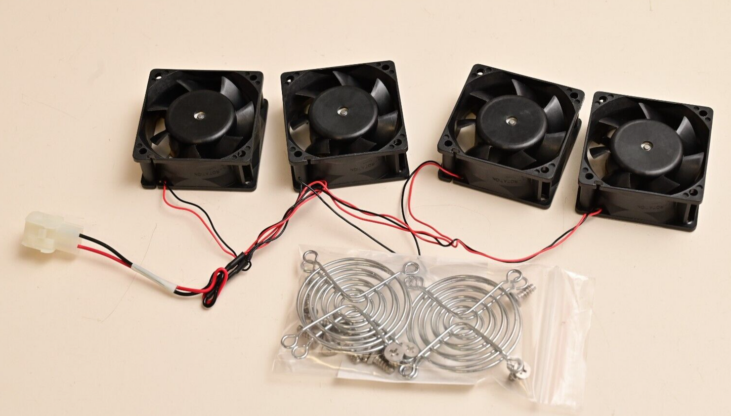 QTY 4 NMB-MAT 12V DC Fans Wired in Parallel 12V@0.17A FBA06A12M 60mm w/ Grilles