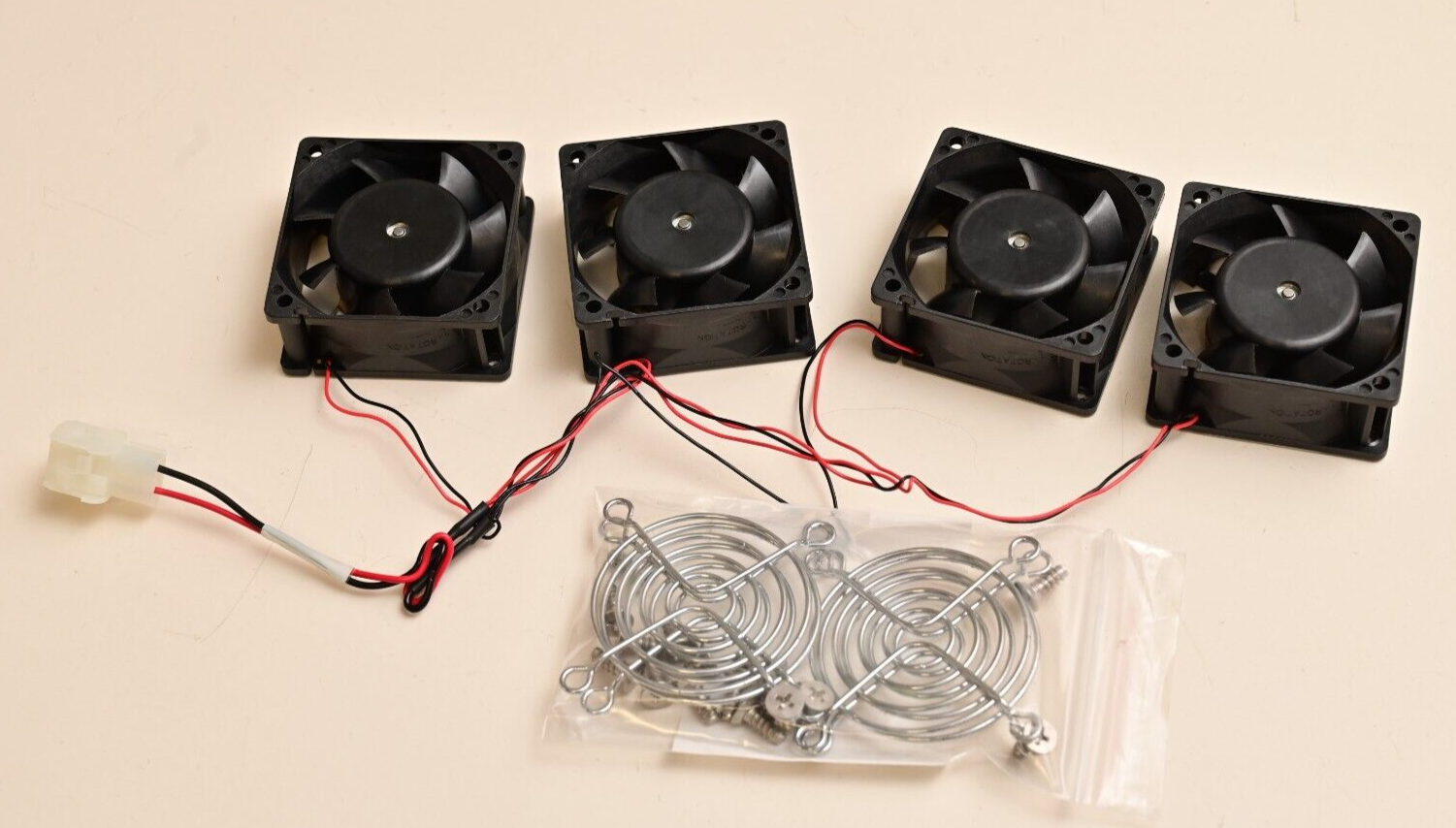 QTY 4 NMB-MAT 12V DC Fans Wired in Parallel 12V@0.17A FBA06A12M 60mm w/ Grilles