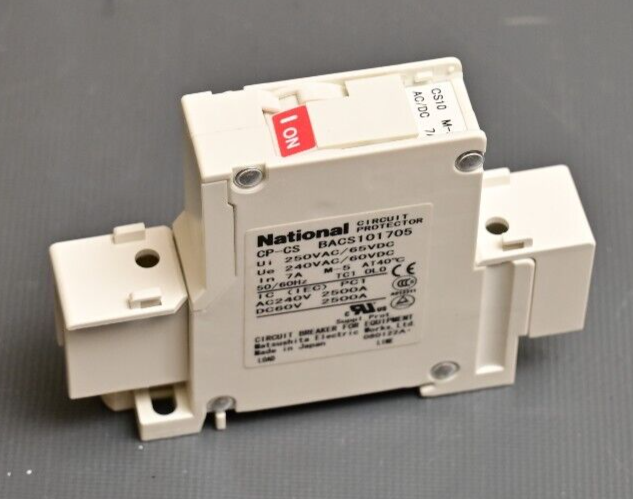 National AC/DC Circuit Breaker 7A 240VAC 60VDC DIN Rail Mount CP-CS BACS101705