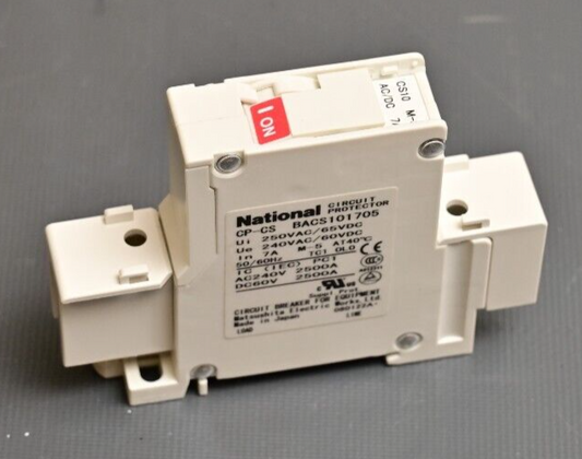 National AC/DC Circuit Breaker 7A 240VAC 60VDC DIN Rail Mount CP-CS BACS101705