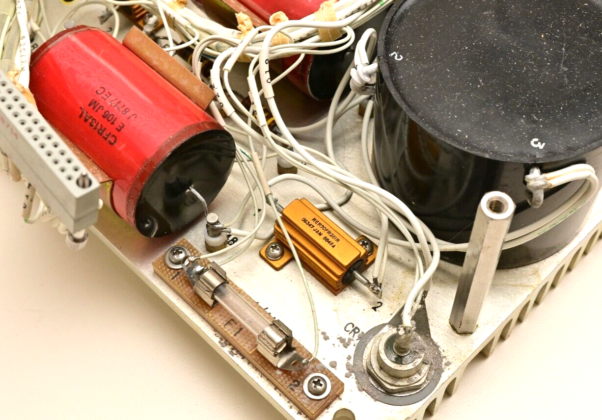 Vintage Military Power Supply Heat Sink Circuit Board Torotel Xfrmrs/Chokes/Caps