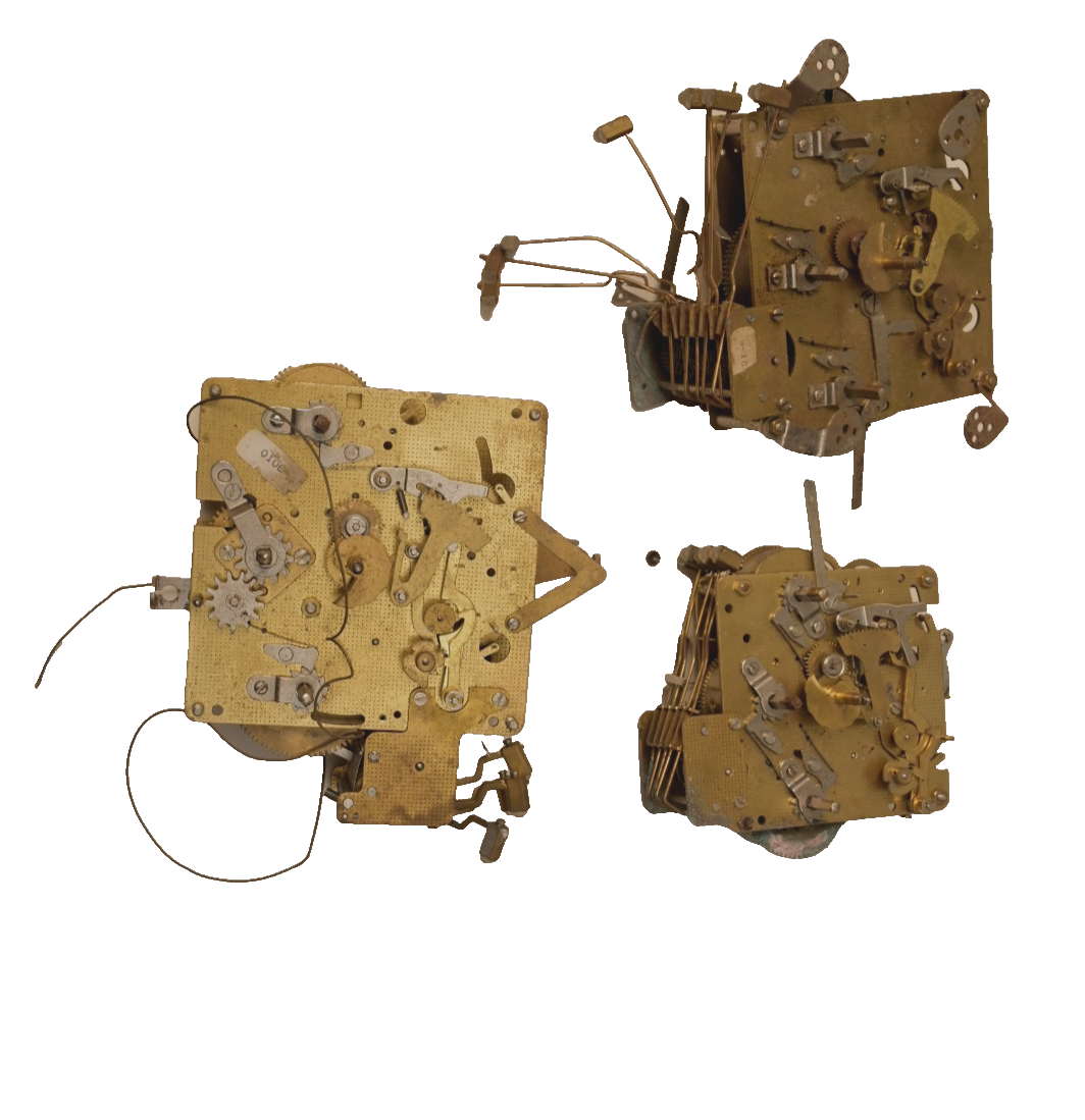 Lot of 3 Antique Brass Howard Miller Clock Movements A C 83 7.7lbs Total