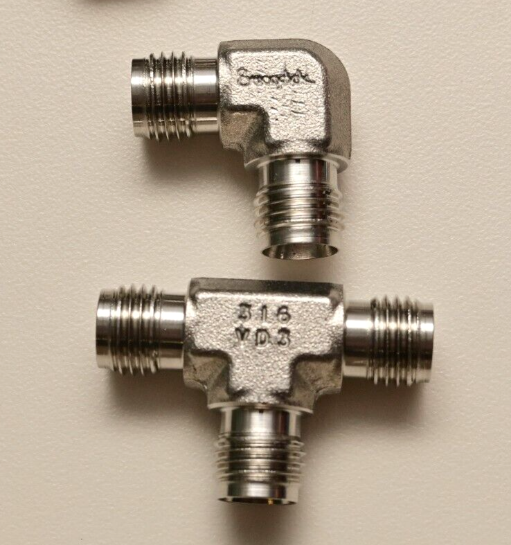 QTY 8 Various Swagelok 3/16" Stainless Steel Fittings Adapters Tee