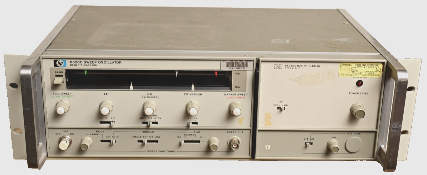 HP 8620C Sweep Oscillator w/ 86245A-H28 RF Plug-In 5.9-8.0GHz USAF Surplus