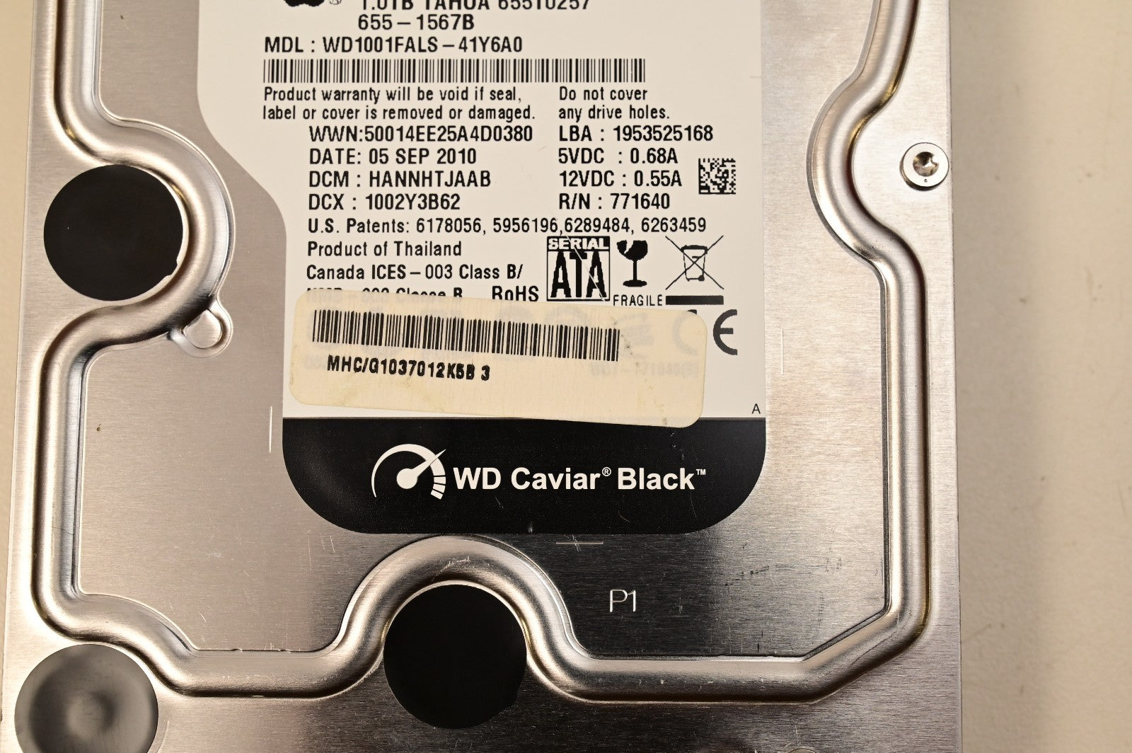 WD Apple Mac 3.5" Hard Drive 1.0TB WD1001FALS-41Y6A0 CAUTION SMART Mac Vintage