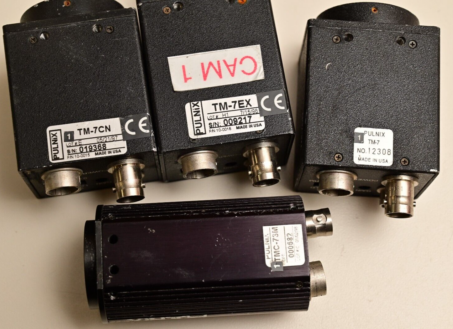 Lot of 4 PULNIX Machine Vision CCD Cameras C-Mount TM-7EX TM-7CN TMC-73M DC Iris