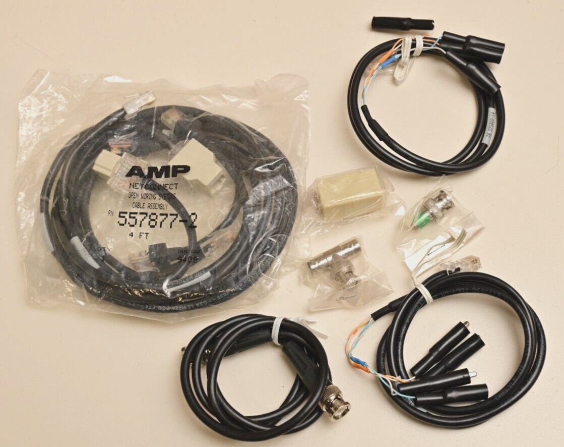 Telecom Test Cables Vintage 1990s POTS Ethernet Token Ring AMP 4ft 557877-2