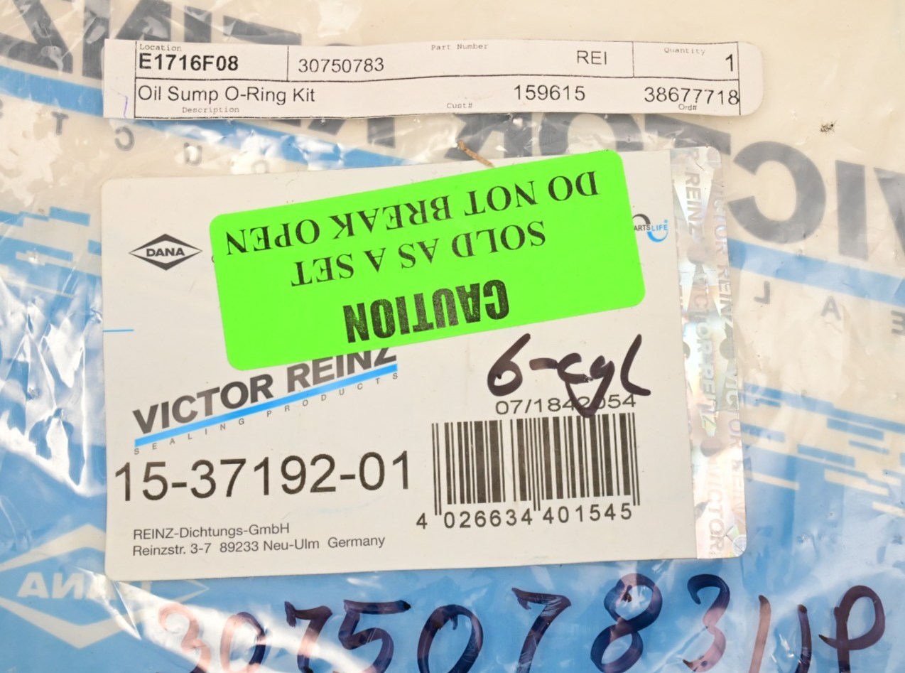 Volvo Oil Sump O-Ring Kit Incomplete P/N 30750783 Victor Reinz