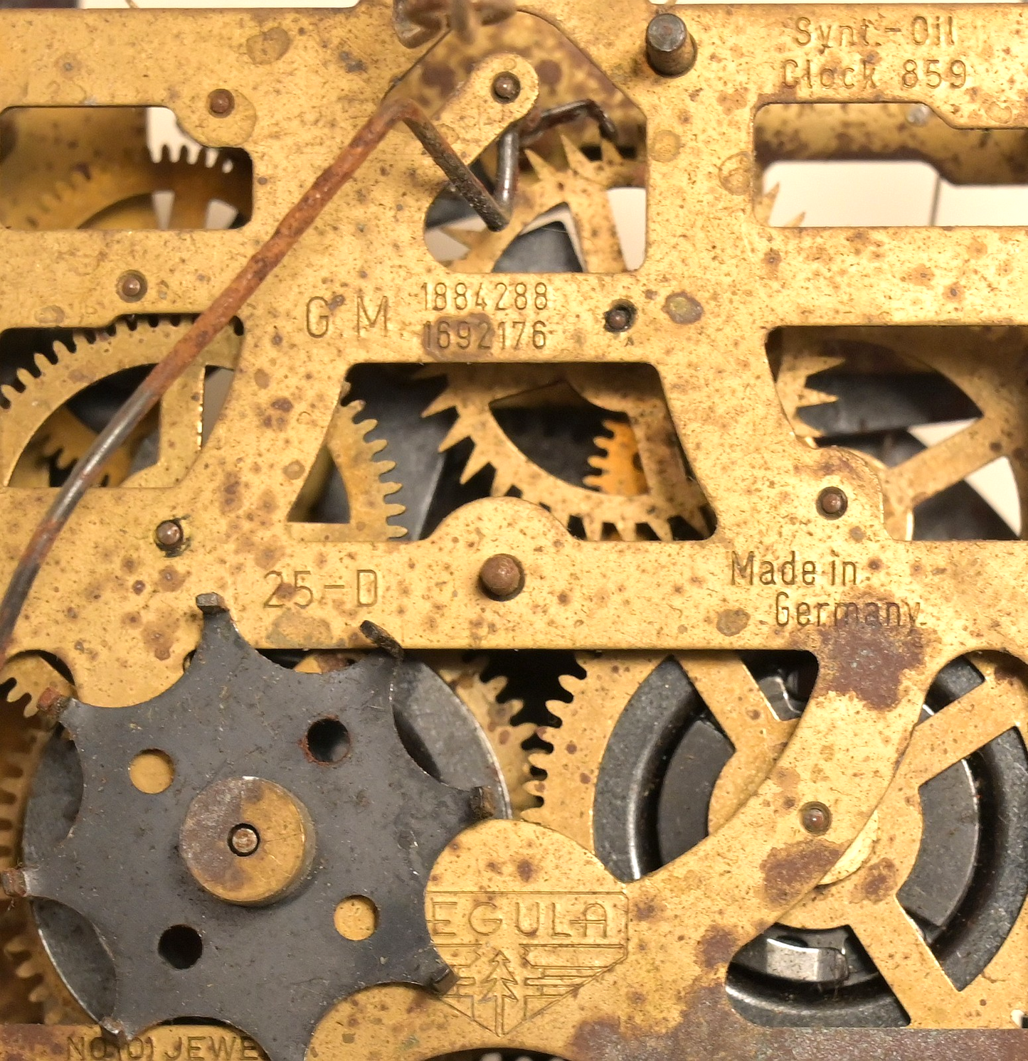 4-Piece Lot of Clock Movements Parts Regula Hamilton 75 Brass Antique 3.7lbs