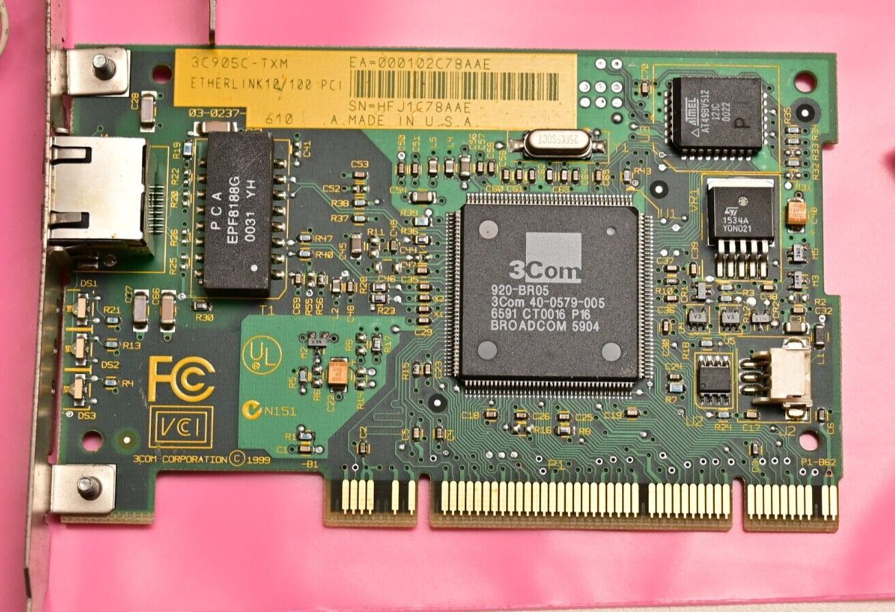 Lot of 6 Ethernet NIC Cards PCI PCIe Various Brands 3COM Broadcom Untested