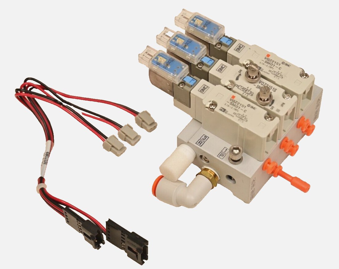 3-Channel SMC Air Solenoid Valves w/ Manifold VQZ2151-5M01-C VQ2151S-5M01-C