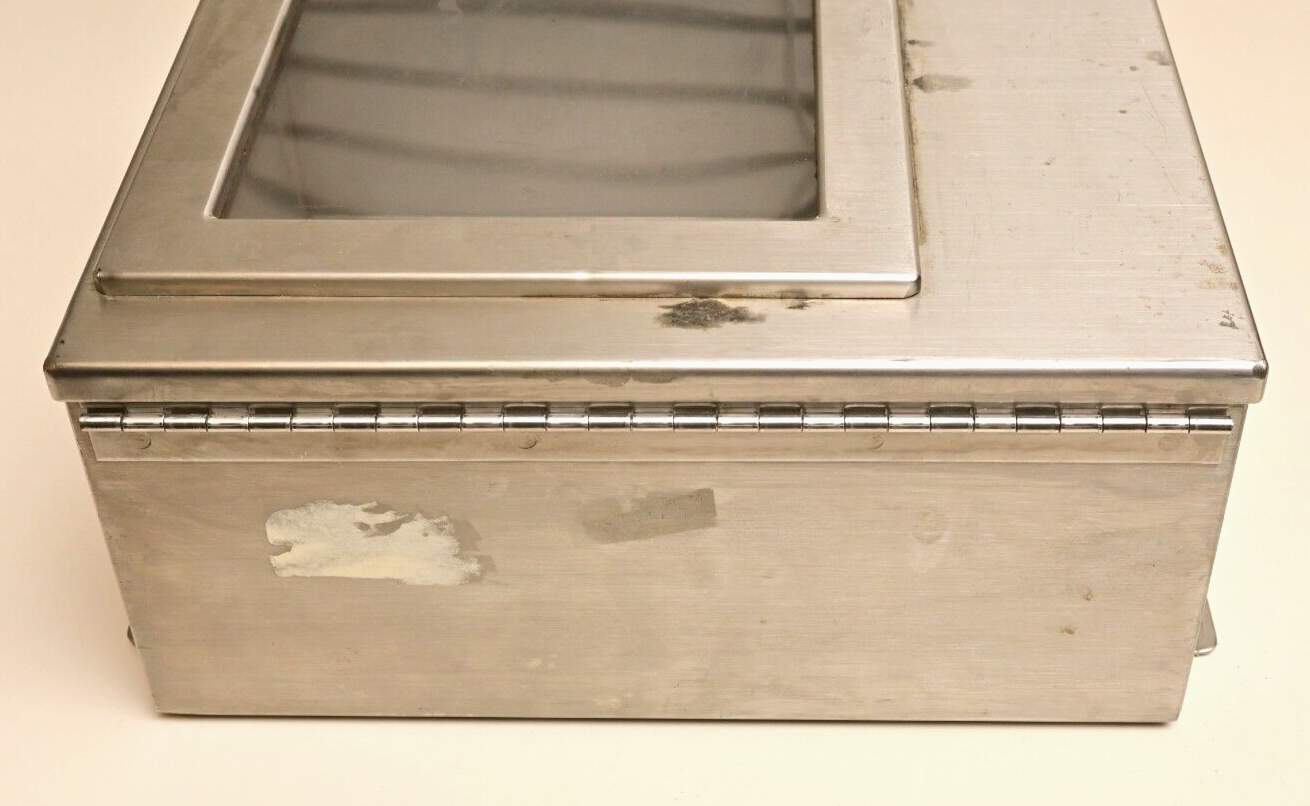 Hoffman Stainless J Box 14"x 12"x6" Continuous Hinge w/ Window A-1412CHNFSS/SPL