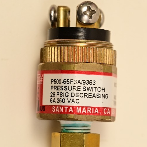 WASCO Pressure Switch 28 PSIG Decreasing 250V AC 5A P500-55F3A/9363