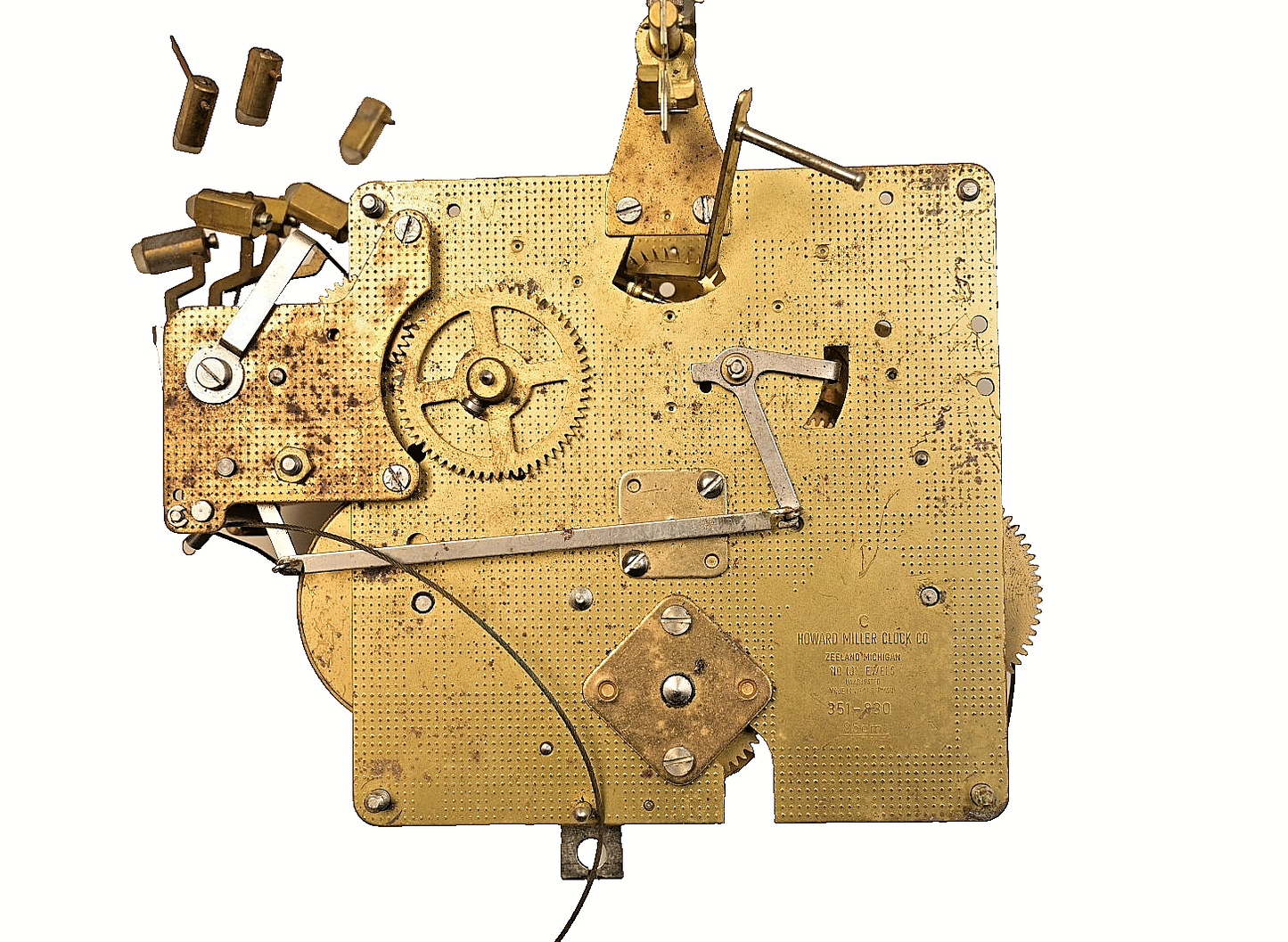 Lot of 3 Antique Brass Howard Miller Clock Movements A C 83 7.7lbs Total
