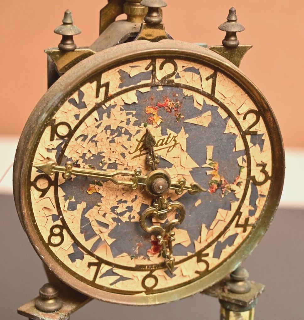Schatz 400 Day Clock Parts ~1950s Germany Flaking Paint, Decrepit