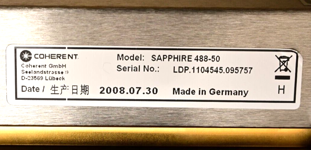 Coherent Sapphire 488-50 Laser Newport M-DS40 Stage U100-A Mirror Beam Expander