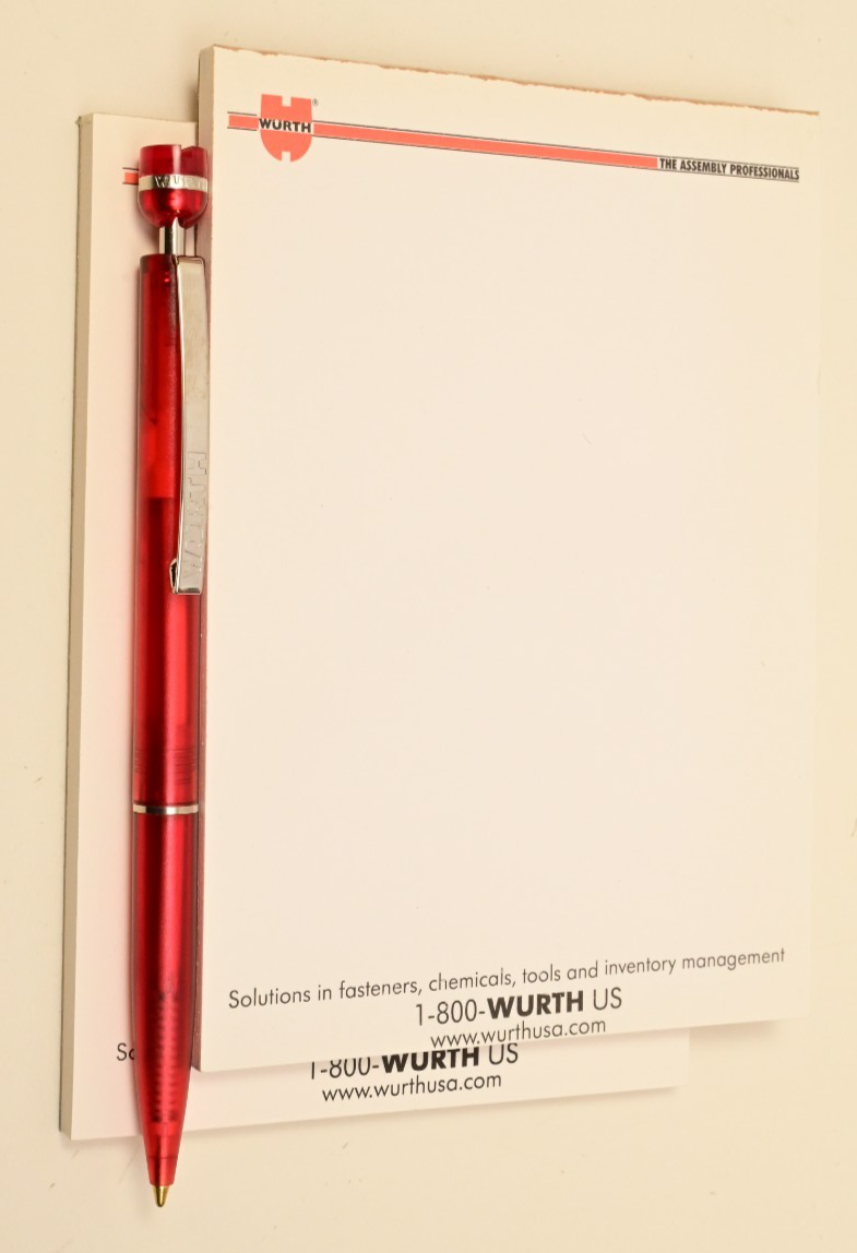 Vintage & Interesting Wurth Ballpoint Pen Red with Notepads Wurth USA