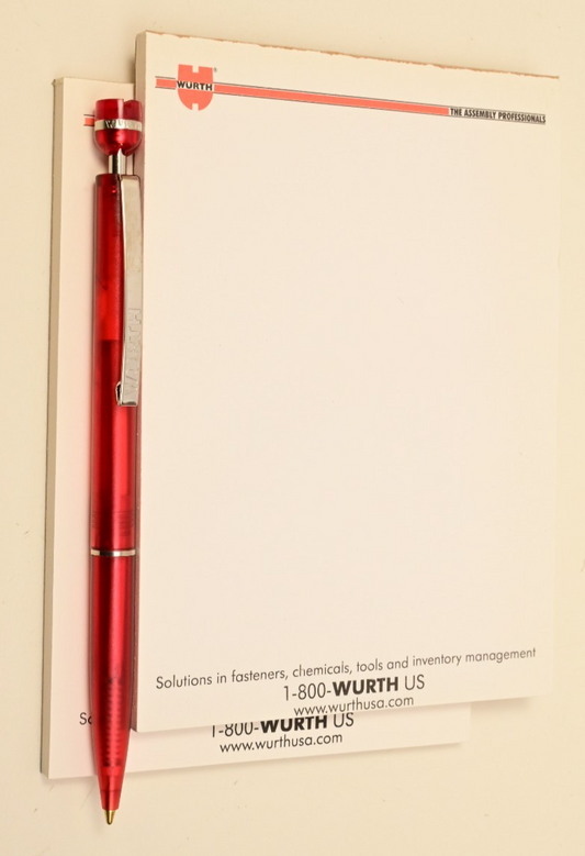 Vintage & Interesting Wurth Ballpoint Pen Red with Notepads Wurth USA