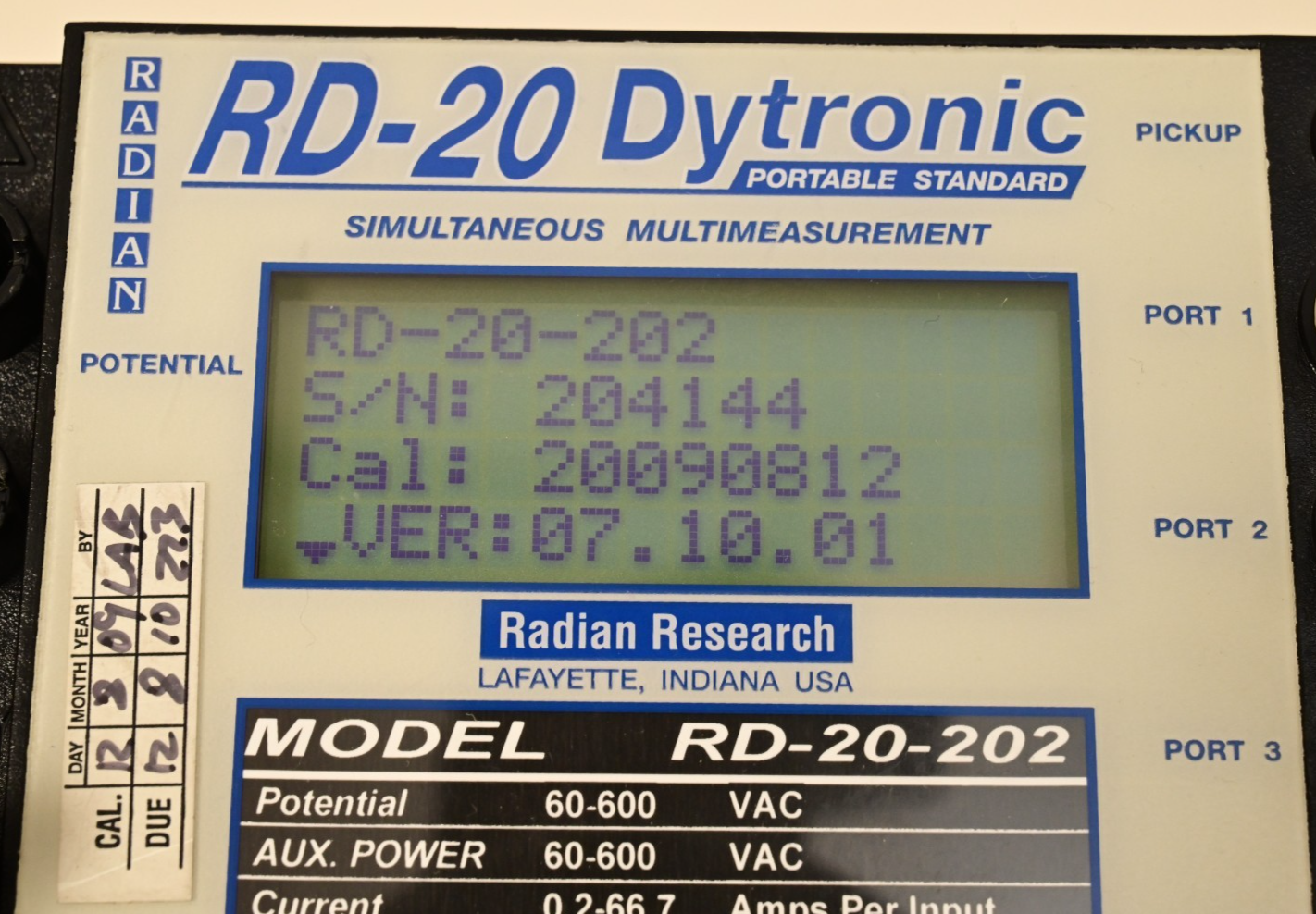 Radian Research RD-20-202 Dytronic Portable Single-Phase Reference Standard