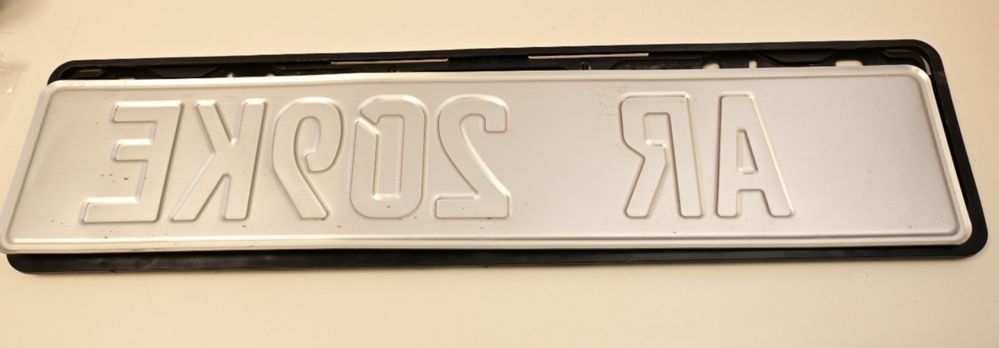 Italy License Plate AR 209KE Arezzo? Novelty? Aluminum w/ Plastic Mount Italian