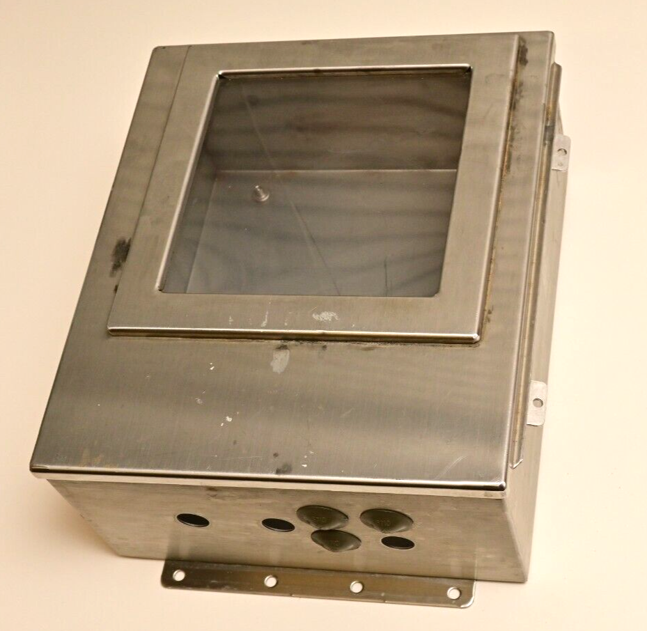 Hoffman Stainless J Box 14"x 12"x6" Continuous Hinge w/ Window A-1412CHNFSS/SPL