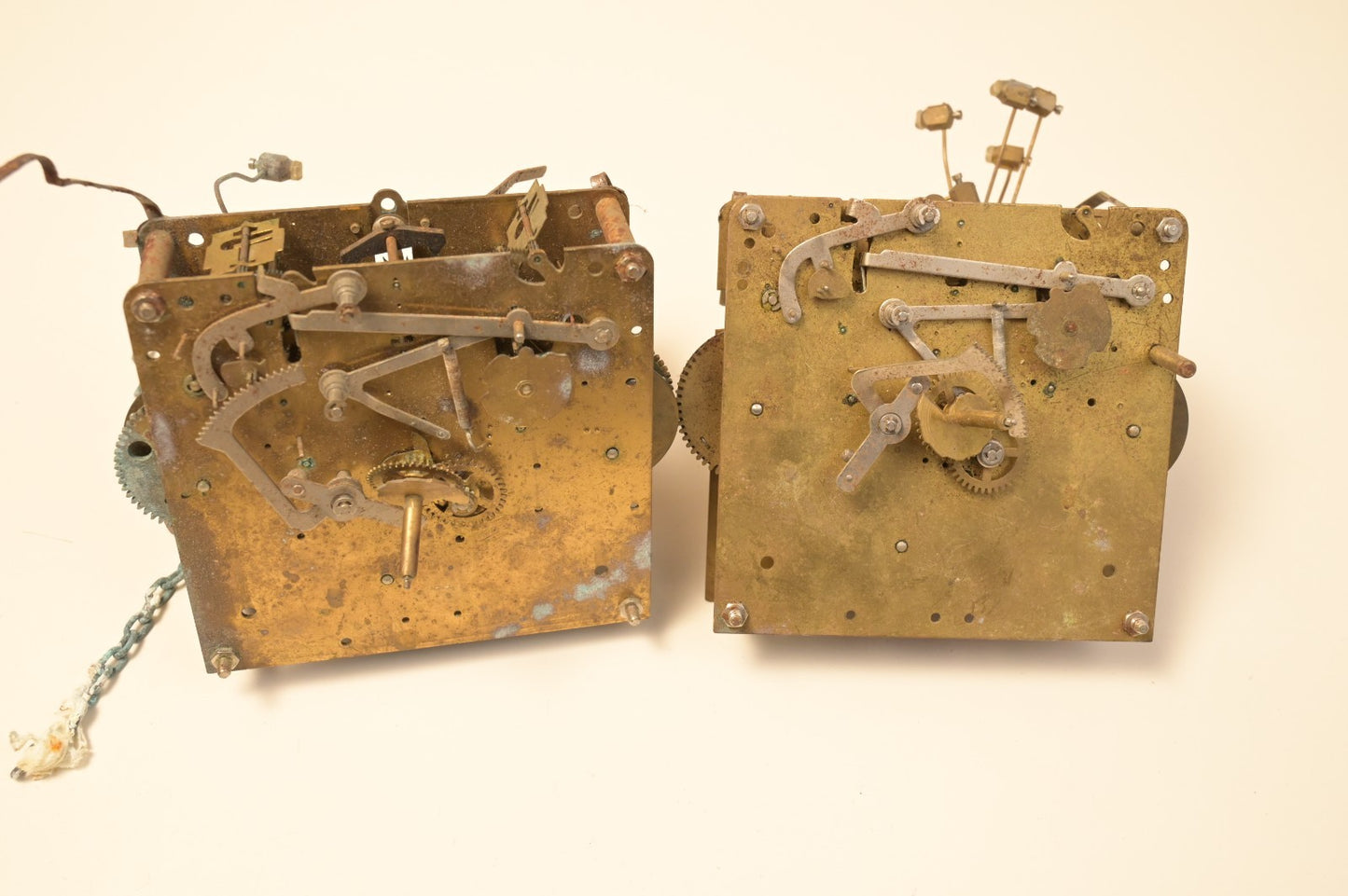 Lot of 2 Erhard Jauch Clock Movements Emporer Antique Brass Parts/Repair 4.6lbs