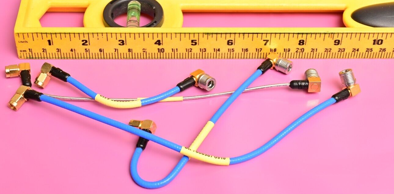 QTY 4 QMA-male to SMA-male Short Flexible Coaxial Cables Andrew/Huber+Suhner