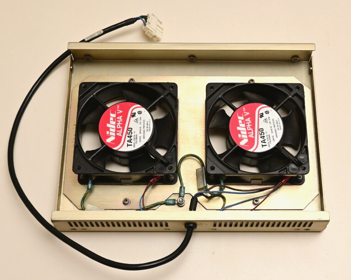 Lot of 2 Nidec ALPHA V TA450 230VAC Fans Mounted to 12"x9" Plate Sciex API 100