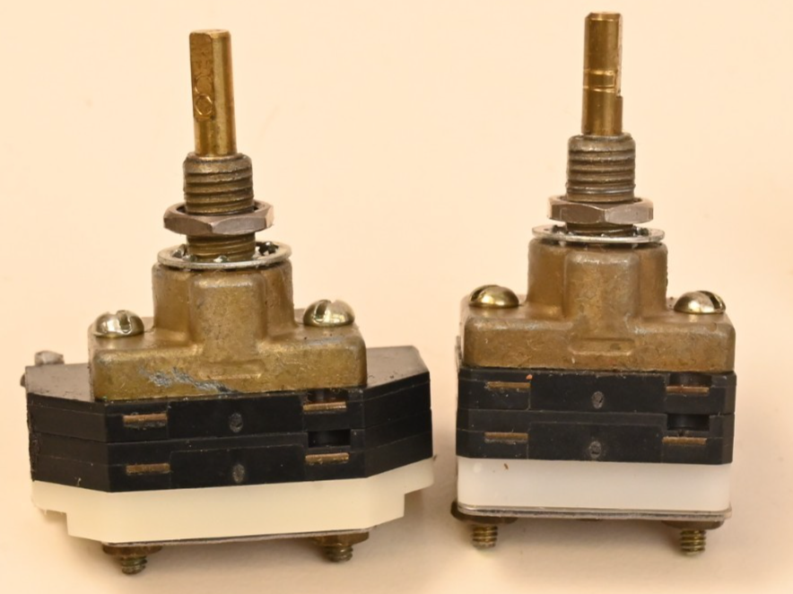 Lot of 2 Electroswitch Rotary Switch w/ Knobs 205 23 011 (12P) & 205 47 020 (8P)