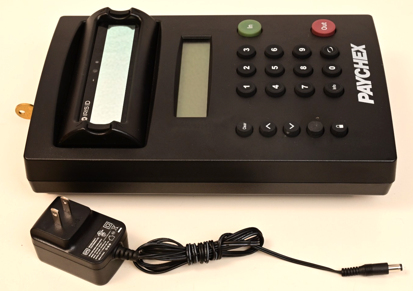 Paychex InVision Iris ID Employee Time Clock w/ Power Supply & Key USB Ethernet