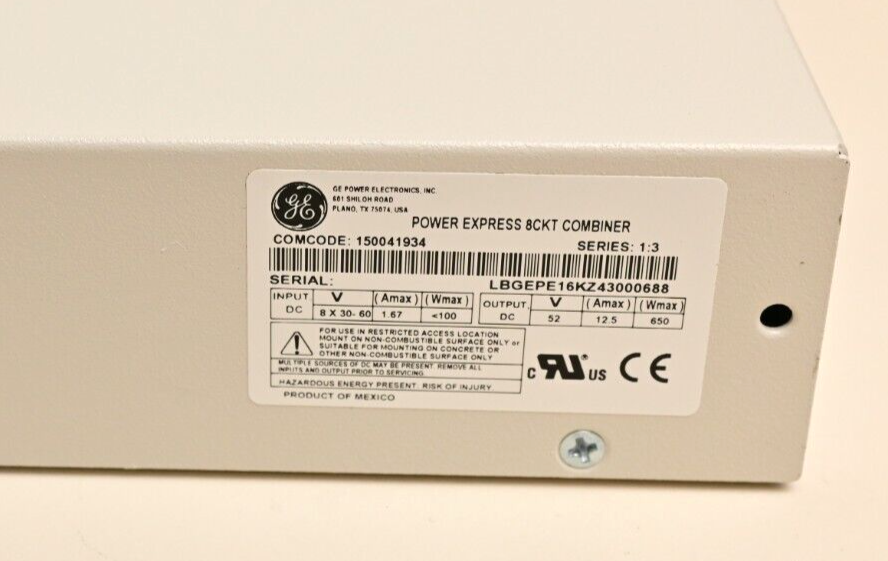 GE Critical Power 150041934 Power Express 8CKT Combiner Series 1:3 8-Circuit 1U